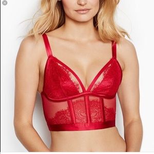 Satin and lace red bralette